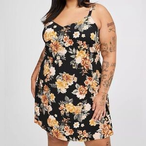 Torrid Womens Plus Size sleeveless Blue/Orange Floral Dress size 2X pre-owned